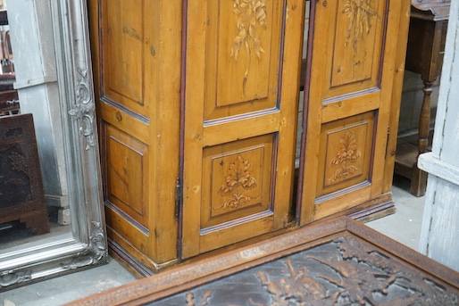 An 18th century style painted pine French armoire, width 126cm, depth 50cm, height 210cm